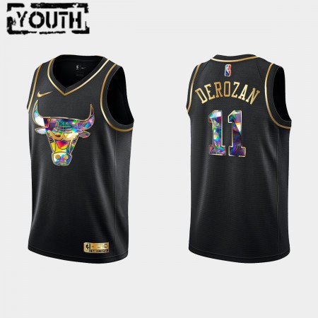 Maglia NBA Chicago Bulls DeMar DeRozan 11 Nike 2021-22 Nero Golden Edition 75th Anniversary Diamond Swingman - Bambino